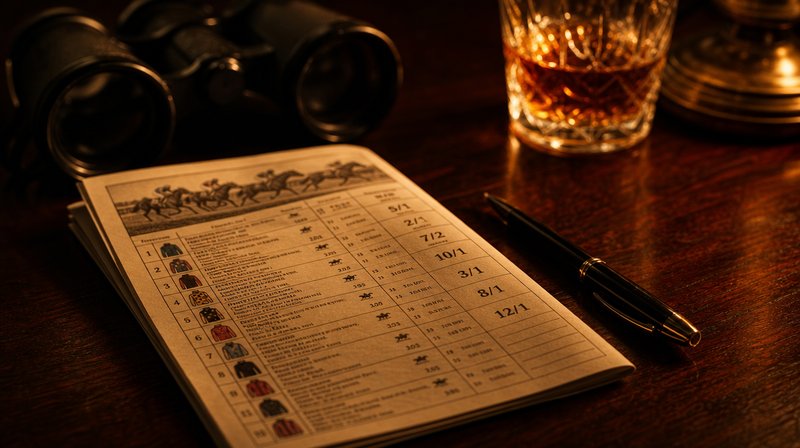 UK horse racing betting slip and racecard with fractional odds
